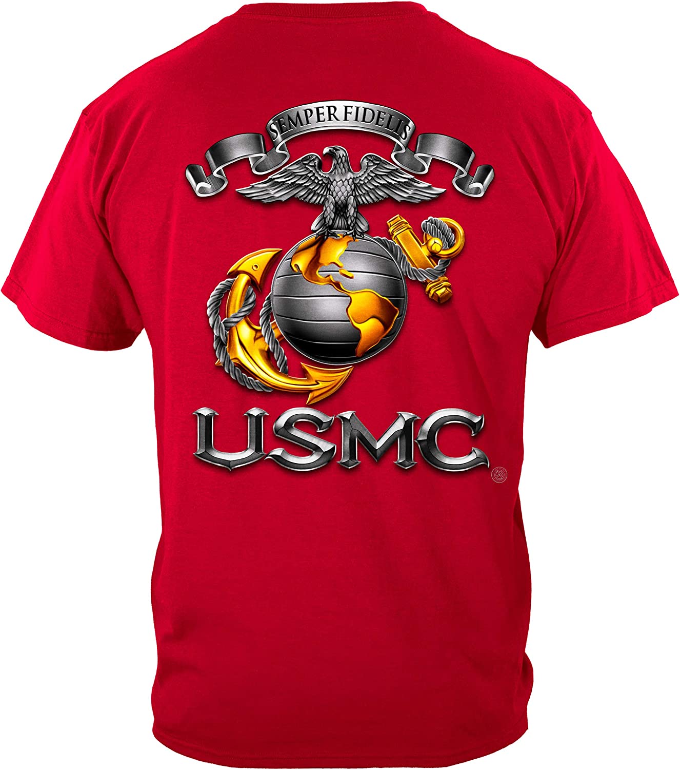 Marine Corps T-Shirt Double Flag Gold Globe Marine Corps T-Shirt MM2153 - Image 7